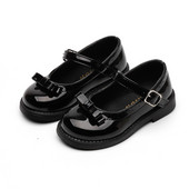 1 2 3 4 5 6 7 8 9 10-годишна мода с лък за малко момиченце Елегантна рокля Парти кожени обувки за танци за деца Пролетни детски равни обувки