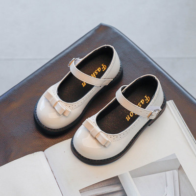 1 2 3 4 5 6 7 8 9 10-годишна мода с лък за малко момиченце Елегантна рокля Парти кожени обувки за танци за деца Пролетни детски равни обувки