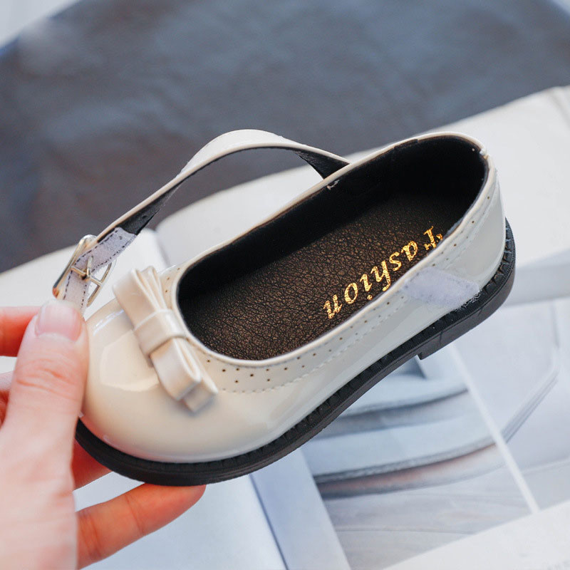 1 2 3 4 5 6 7 8 9 10-годишна мода с лък за малко момиченце Елегантна рокля Парти кожени обувки за танци за деца Пролетни детски равни обувки