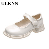 ULKNN кожени обувки за момичета, сценични обувки за принцеса, детски обувки, меко дъно, неплъзгащи се, 2023, едноцветни модни сладки