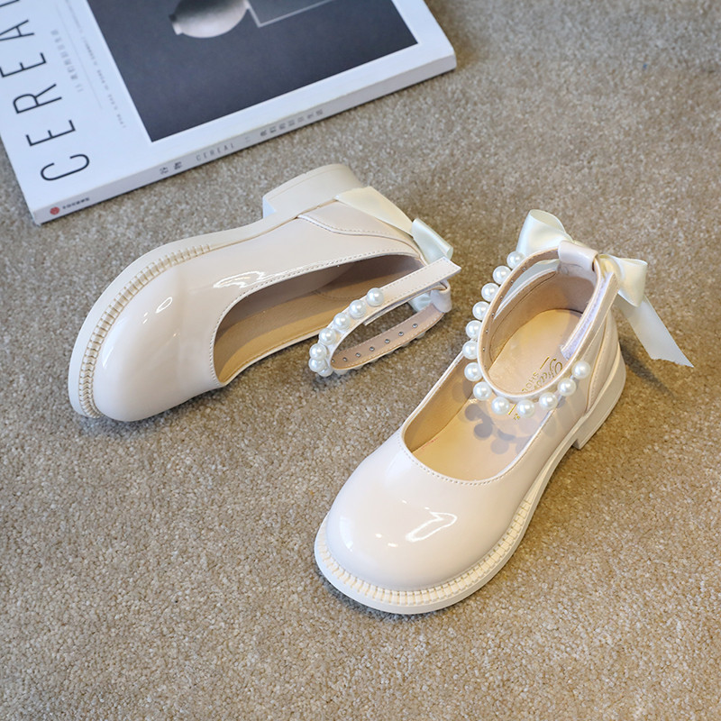 Обувки за принцеса с мъниста за момичета Големи момичета с ниски токчета Лачени обувки Детска каишка за глезена Пайети Рокля Лолита Парти обувки 6-12 г.