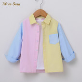 Модна бебешка момичешка момчешка шарена риза с дълги ръкави за малко дете Свободни блузи пролет есен Бебешки дрехи 4-7г