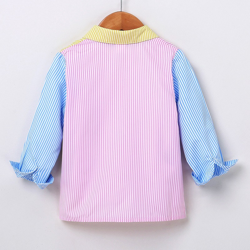 Модна бебешка момичешка момчешка шарена риза с дълги ръкави за малко дете Свободни блузи пролет есен Бебешки дрехи 4-7г