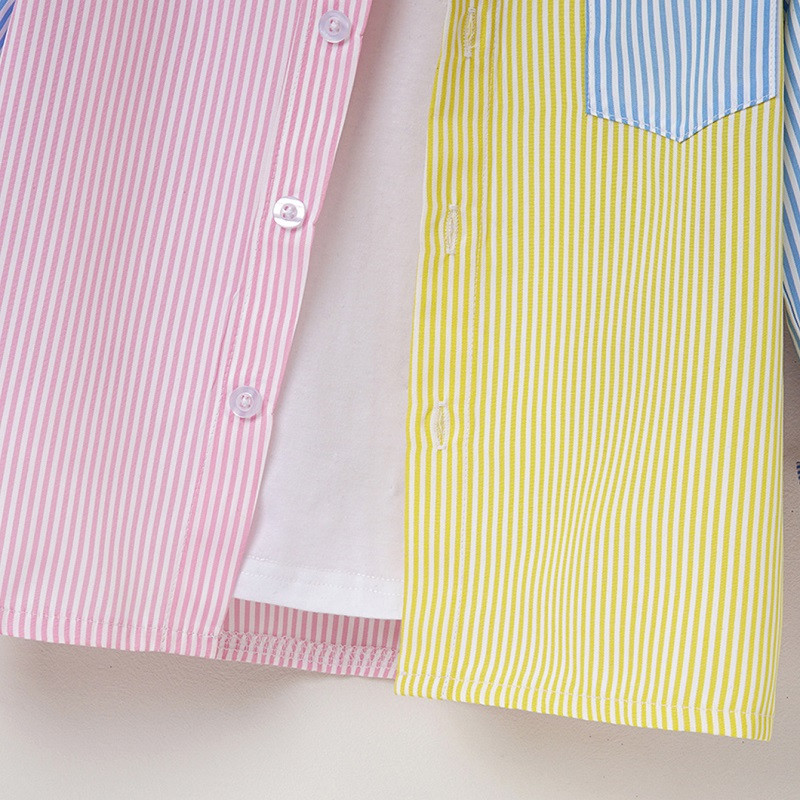 Модна бебешка момичешка момчешка шарена риза с дълги ръкави за малко дете Свободни блузи пролет есен Бебешки дрехи 4-7г