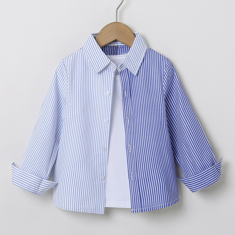 Модна бебешка момичешка момчешка шарена риза с дълги ръкави за малко дете Свободни блузи пролет есен Бебешки дрехи 4-7г