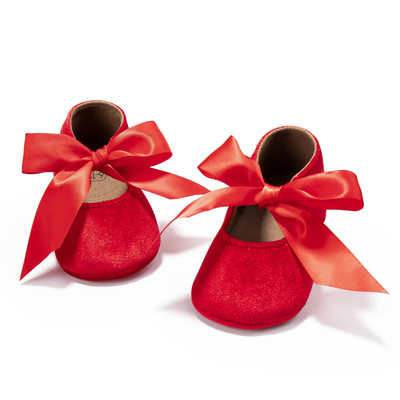 Обувки за принцеса за момиченце Прохождащо дете Нехлъзгаща се плоска мека подметка Памучно гумено креватче Красиви пеперудени възли Бебешки първи проходилки 0-18 м