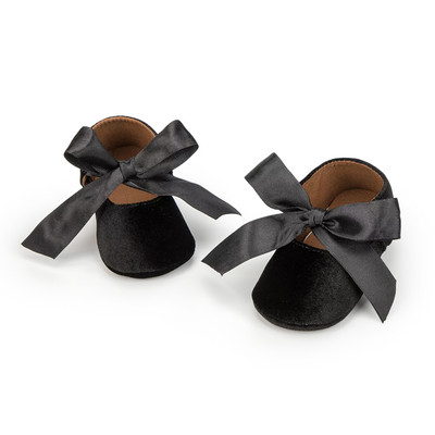 Обувки за принцеса за момиченце Прохождащо дете Нехлъзгаща се плоска мека подметка Памучно гумено креватче Красиви пеперудени възли Бебешки първи проходилки 0-18 м