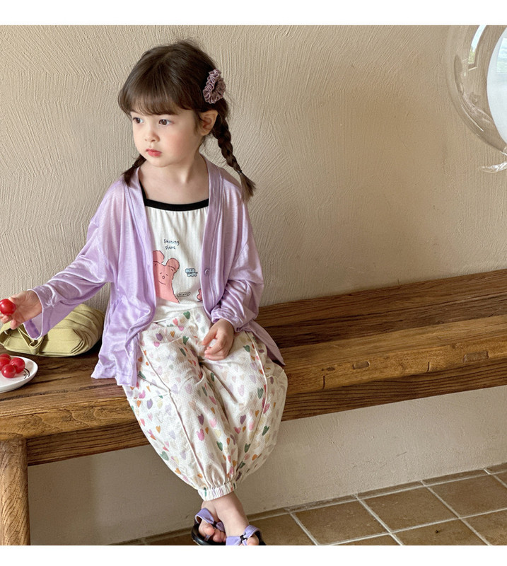 Детски панталони Момичета Летни ежедневни панталони Тънки детски дрехи Универсални панталони с фенери Бебе 2024 Свободни модни сладки