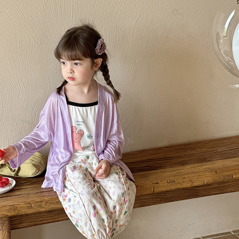 Детски панталони Момичета Летни ежедневни панталони Тънки детски дрехи Универсални панталони с фенери Бебе 2024 Свободни модни сладки