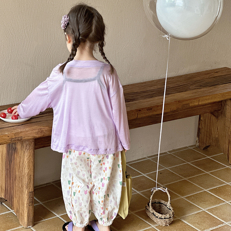 Детски панталони Момичета Летни ежедневни панталони Тънки детски дрехи Универсални панталони с фенери Бебе 2024 Свободни модни сладки