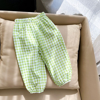 Καλοκαιρινό λεπτό παιδικό παντελόνι κατά των κουνουπιών Βρεφικό παντελόνι για κορίτσια μονόχρωμο καρό παραλία αναπνεύσιμο νήπιο παιδικό πάτο