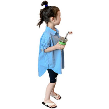 Κορεατικά παιδικά ρούχα Παιδικό πουκάμισο Καλοκαίρι 2023 Νέο για κορίτσια, καθημερινό λεπτό πουκάμισο Baby Loose-fitting Western Style Top