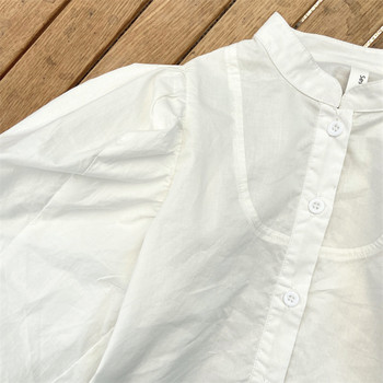 Βρεφικό κοριτσάκι μπλούζα με φουσκωτό μανίκι Βαμβακερό βρεφικό πουκάμισο πινεσσών φθινοπωρινό ανοιξιάτικο μπλουζάκι Λευκή μπλούζα Βρεφικά ρούχα γαλλικού στυλ 1-7 ετών