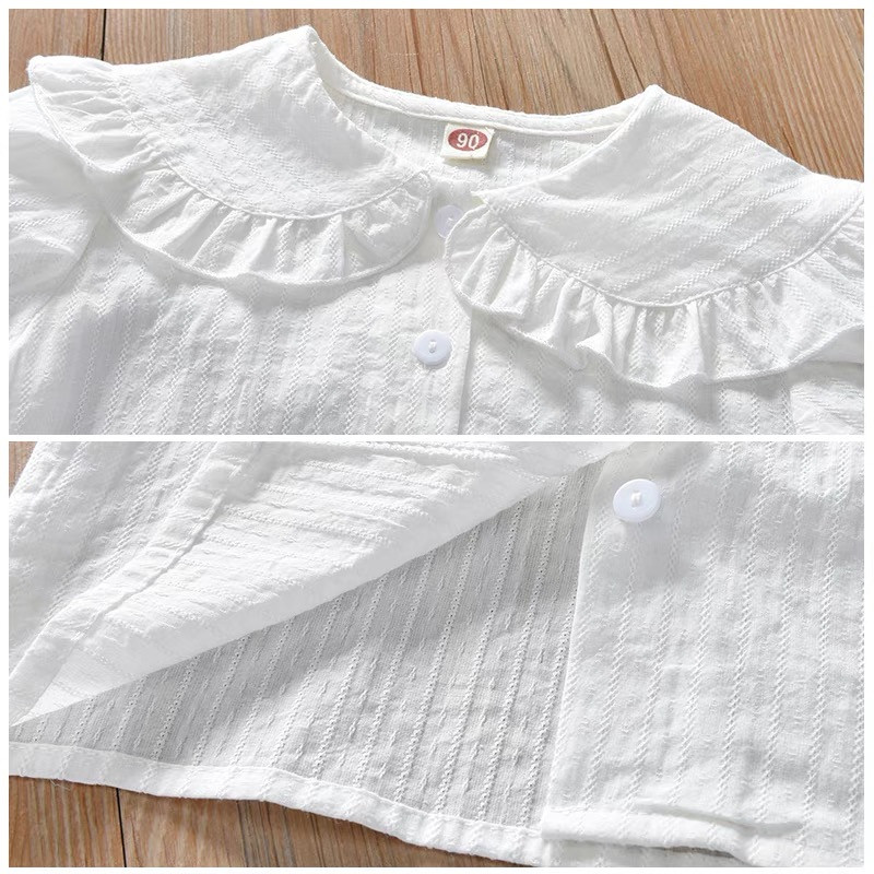 Лятна блуза за момиченце Прохождащи деца Риза за момичета с волани Ризи с къс ръкав Детски памучни тениски за бебета Розово бяло