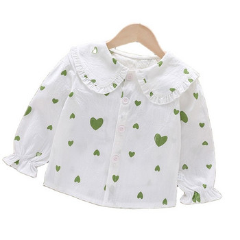 Πουκάμισα για κορίτσια Βαμβακερά άνοιξη φθινόπωρο 2023 Νέα κούκλα γιακά λευκή μπλούζα Παιδικά ρούχα για παιδιά Μακρυμάνικη μπλούζα για κορίτσια