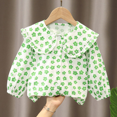 Ризи за момичета Памук Пролет Есен 2023 г. Нова бяла блуза с яка за кукли Детски дрехи за деца Блуза с дълъг ръкав за момичета Риза