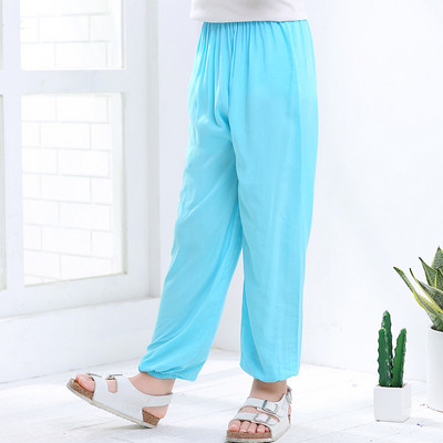 2-10 години Домашни Детски дрехи Пролет Лято Mosquito Бебешки момчета Момичета Спортни панталони Детски едноцветни широки памучни пижамни панталони