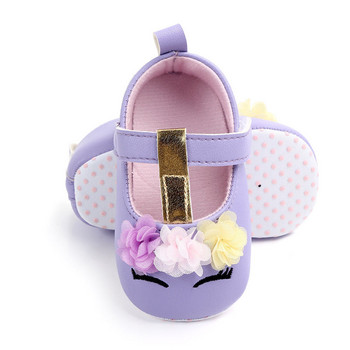 2019 Ολοκαίνουργια νήπια για κοριτσάκια Flower Unicorn Παπούτσια PU Δερμάτινα παπούτσια με μαλακή σόλα για βρεφική κούνια Άνοιξη Φθινόπωρο Πρώτοι περπατητές 0-18 εκατ.