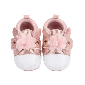 1 ζευγάρι Βρεφικά παπούτσια για περπάτημα 0-1 έτους Μόδα ψεύτικο δέρμα Παιδικά πάνινα παπούτσια με δίχτυ νήματα λουλούδια διακόσμηση παιδικά παπούτσια για καθημερινά