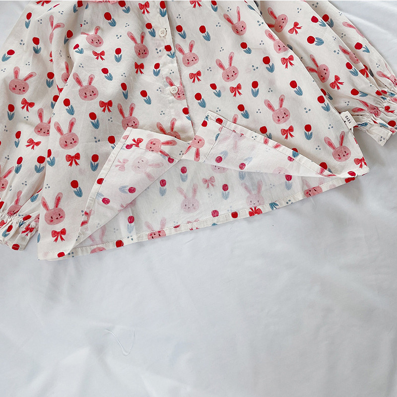 Корейско детско облекло Пролетна есенна риза за памук Училищни щампи Сладки горнища Блуза с дълъг ръкав Момиче от 3 до 8 години