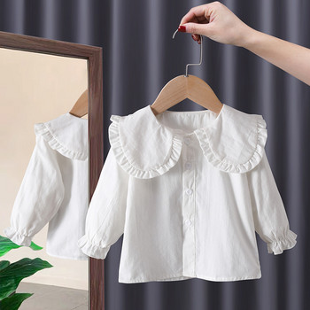 Κοριτσίστικα ρούχα 12M-6Y Παιδική ανοιξιάτικη φθινοπωρινή Λεπτό λευκό πουκάμισο Ζακέτα μωρό casual μακρυμάνικο πουκάμισο