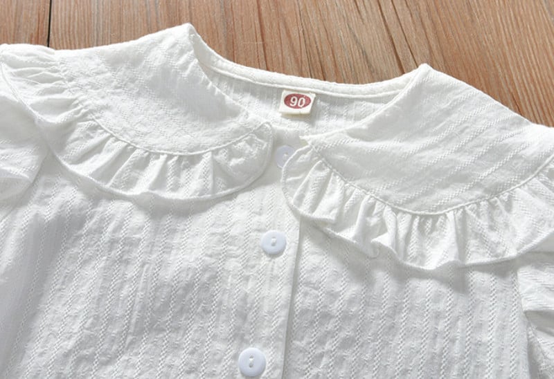 Летни малки деца, момичета, розова бяла риза с волани, къс ръкав, блуза за момиче, ризи, детски памучни тениски