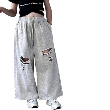 Παιδικά ρούχα Παιδικά ρούχα Καλοκαιρινό κορεάτικο στυλ Ρετρό σκισμένα casual φούτερ Παντελόνια για αγόρια και κορίτσια Λεπτό χαλαρό ίσιο πόδι casual παντελόνι