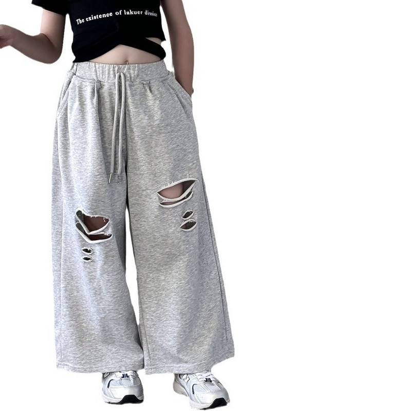 Детски дрехи Детски летни корейски стил Ретро скъсани ежедневни спортни панталони Момчета и момичета Тънки свободни ежедневни панталони с прави крачоли