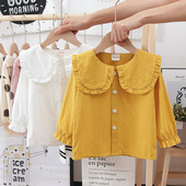 Ризи за момичета за Пролет Есен Нов стил Блуза за момиче с дълъг ръкав Бяла розова Тениска на принцеса Облекло за бебета Newbon 1-6T