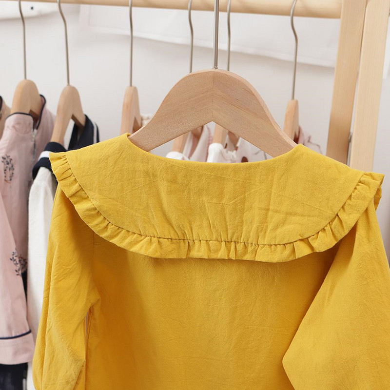 Ризи за момичета за Пролет Есен Нов стил Блуза за момиче с дълъг ръкав Бяла розова Тениска на принцеса Облекло за бебета Newbon 1-6T