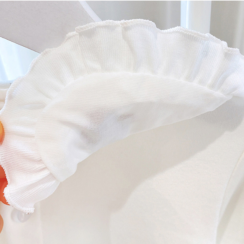 Основна риза за момичета Пролет и есен Детска памучна тениска с дълъг ръкав Ежедневна ежедневна 1-7 години Детска горна част с бродирани ревери