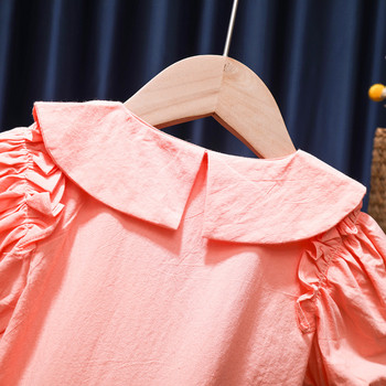 Καλοκαιρινά ρούχα 1-6T Παιδικό μωρό κοριτσάκι Μικρά μανίκια Βαμβακερές μπλούζες Κομψή πριγκίπισσα Παιδιά Χαριτωμένο γλυκό πουκάμισο πάρτι μπλουζάκι