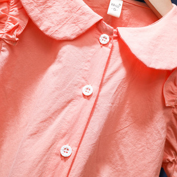 Καλοκαιρινά ρούχα 1-6T Παιδικό μωρό κοριτσάκι Μικρά μανίκια Βαμβακερές μπλούζες Κομψή πριγκίπισσα Παιδιά Χαριτωμένο γλυκό πουκάμισο πάρτι μπλουζάκι