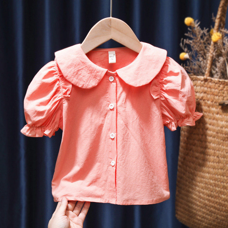 1-6T Малко дете, бебе, момиче, летни дрехи, памучни блузи с къс ръкав, елегантна принцеса, деца, сладка, сладка риза, тениска за парти