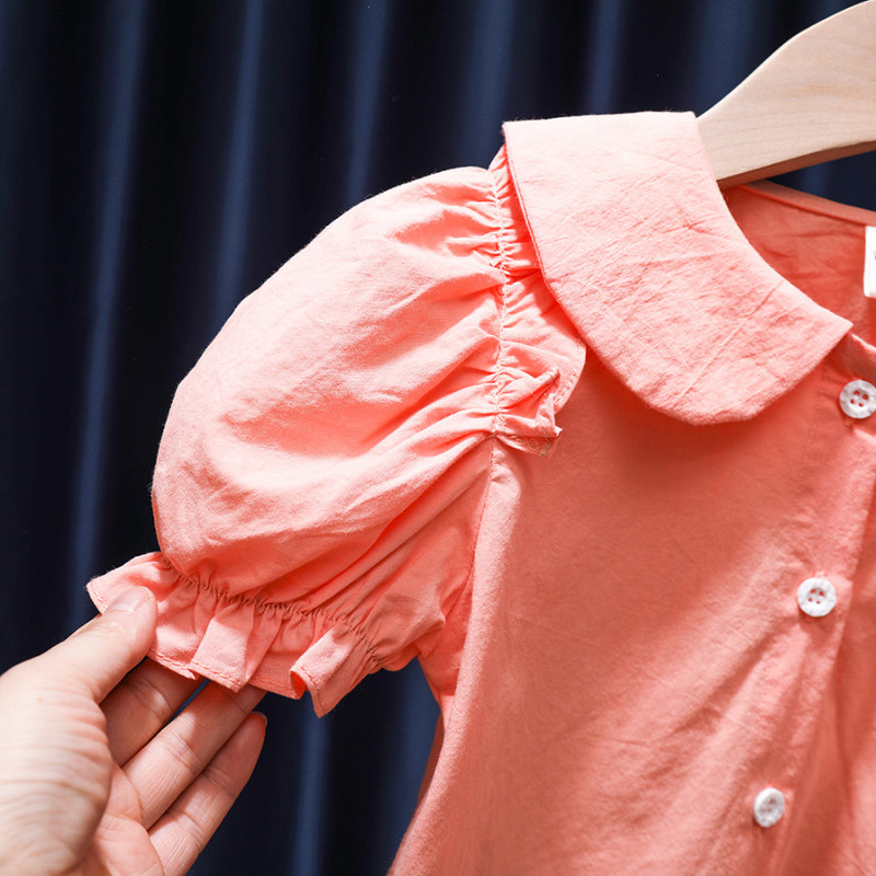 1-6T Малко дете, бебе, момиче, летни дрехи, памучни блузи с къс ръкав, елегантна принцеса, деца, сладка, сладка риза, тениска за парти