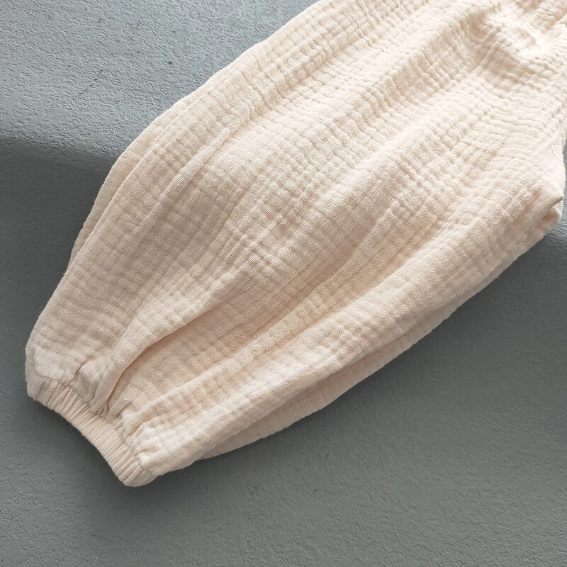 Vasaros Korėjos Kelnės Vaikams Laisvalaikio Mergaitėms Berniukams Medvilniniai Lininiai Vienspalviai Laisvi Plisuotos kelnės Mergaitėms Haremo kelnės aukštu juosmeniu