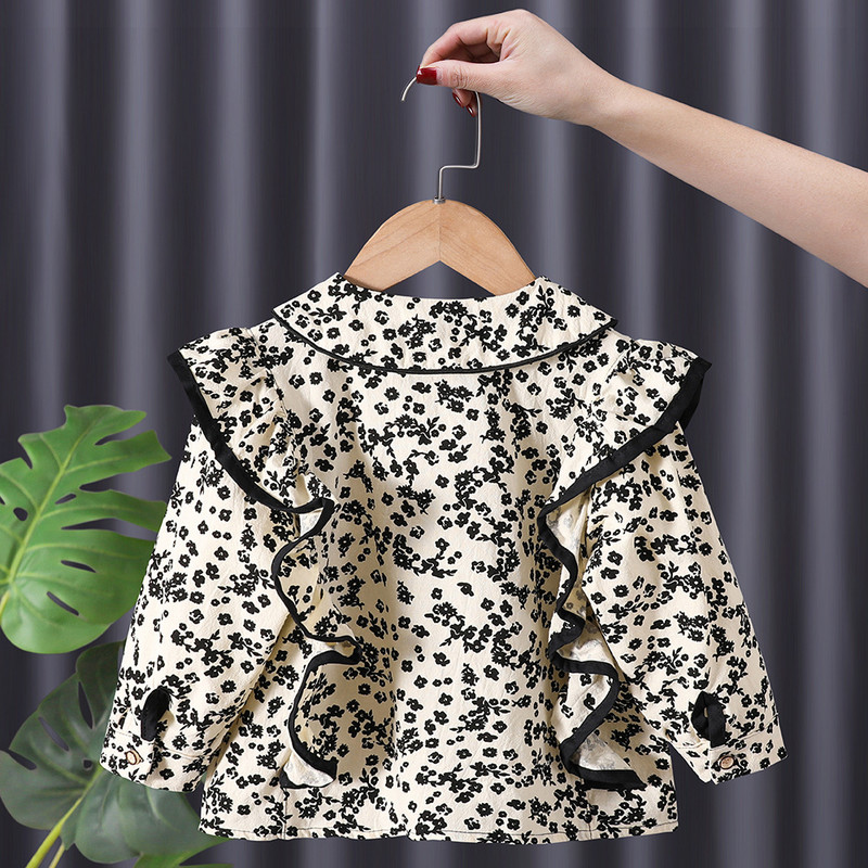 Риза за момичета 6M-6Y Бебешко пролетно и есенно облекло Детска риза за кукли Флорални горнища