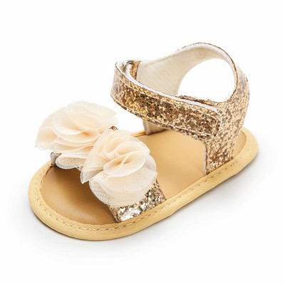 Pantofi de vară pentru bebeluși nou-născuți pentru fete Sandale din dantelă cu flori Moda pentru sugari Copii mici Pantofi anti-alunecare cu talpă moale 0-18 luni Primul plimbător
