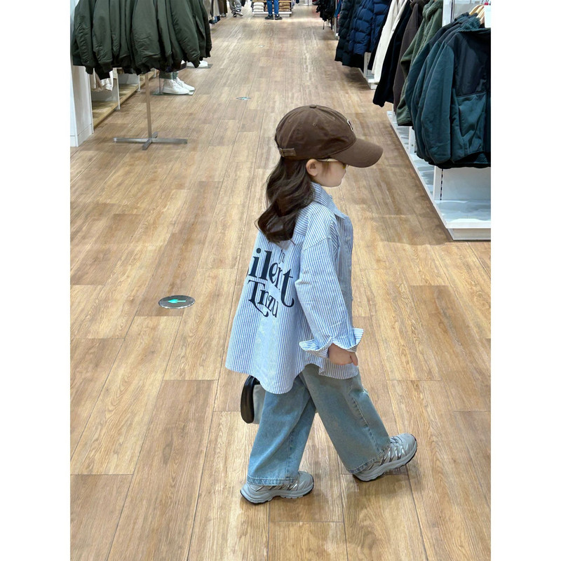 8636 Скъсани дънки за момичета 2024 Пролет Есен Нови детски ретро панталони за почистване Модни детски прави панталони 2-9 години