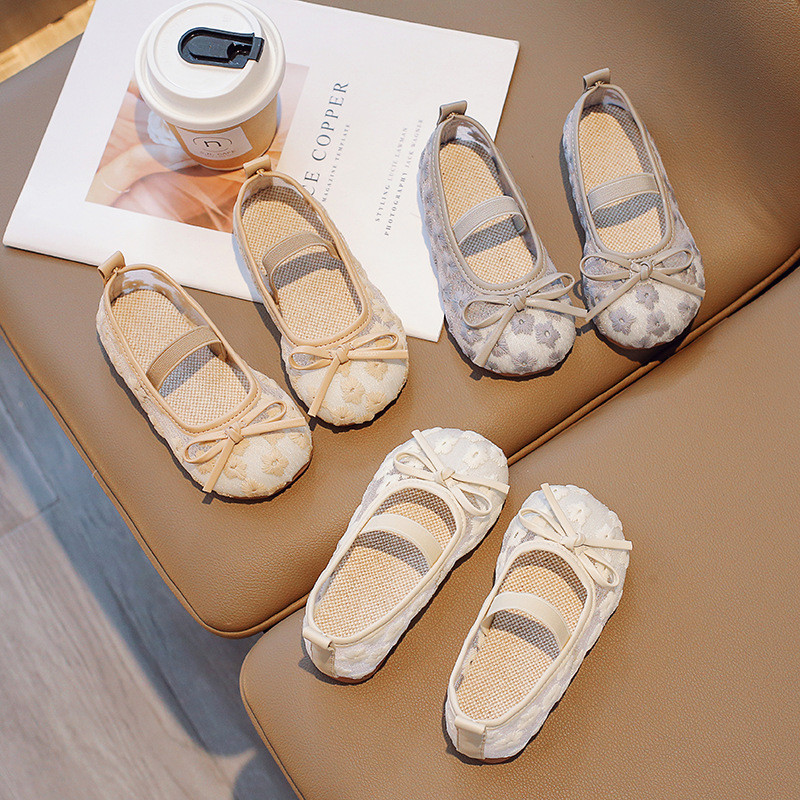 Обувки за момичета, модни дантелени обувки, нови китайски ретро детски обувки 2023, нови летни обувки за принцеса, бродерия, дамски обувки, елегантни ленени обувки