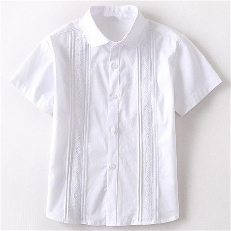 Лято, есен, бебе, малко дете, тийнейджърки, бяла блуза с къс ръкав, ученическа униформа, памучна риза за момиче, детски горнища 6, 8, 10, 12, 14 години
