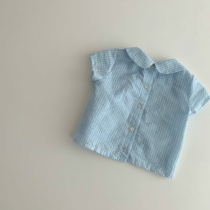 22318 Бебешки летни дрехи Корейски ризи за момичета Обикновени сладки горнища с къс ръкав за момичета 0-3 години Бебешка блуза