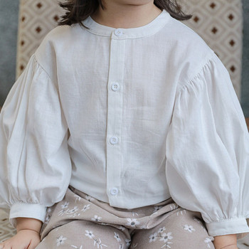 Κοριτσίστικο πουκάμισο Φανάρι μανίκι Casual Breathable Top πουκάμισο 2021 Άνοιξη Καλοκαίρι Νέα Παιδικά Ρούχα Βρεφικά Παιδικά Ρούχα Ζακέτες
