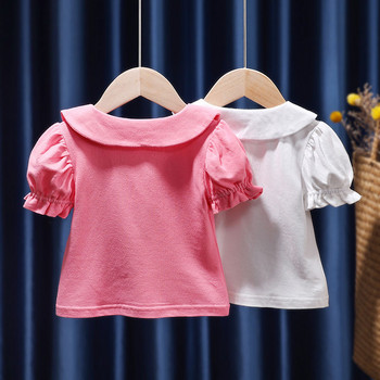 Καλοκαιρινά μπλουζάκια πόλο για κοριτσάκια Παιδικά κοριτσάκια κοντομάνικα μπλουζάκια μπλούζες με λουλούδια νήπια μπλούζα κοριτσάκια Παιδικά ρούχα