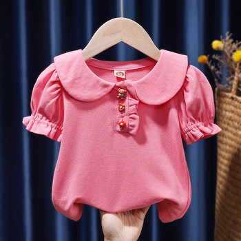 Καλοκαιρινά μπλουζάκια πόλο για κοριτσάκια Παιδικά κοριτσάκια κοντομάνικα μπλουζάκια μπλούζες με λουλούδια νήπια μπλούζα κοριτσάκια Παιδικά ρούχα