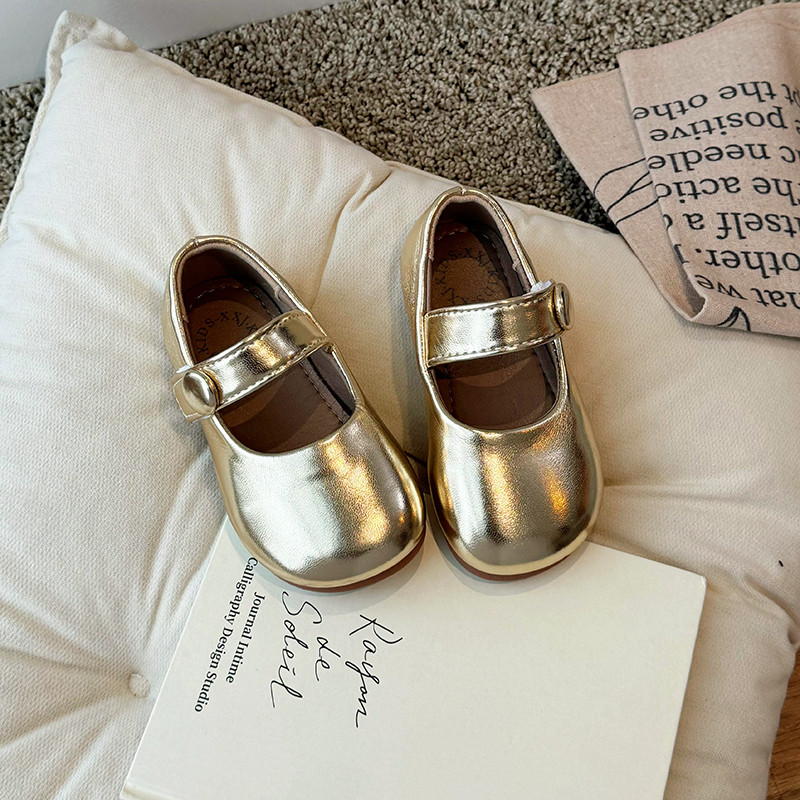 Бебешки обувки за момичета Mary Jane Princess Меки PU кожени балетки Детски модни обувки с кръгли пръсти Ежедневни обувки за малко дете Златни, сребърни, розови