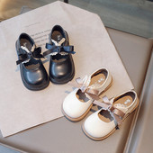 Lányos Mary Janes Bowknot fekete bézs őszi édes gyermek bőrcipő matt pu 26-36 divatos elegáns iskolai gyerek lapos cipő