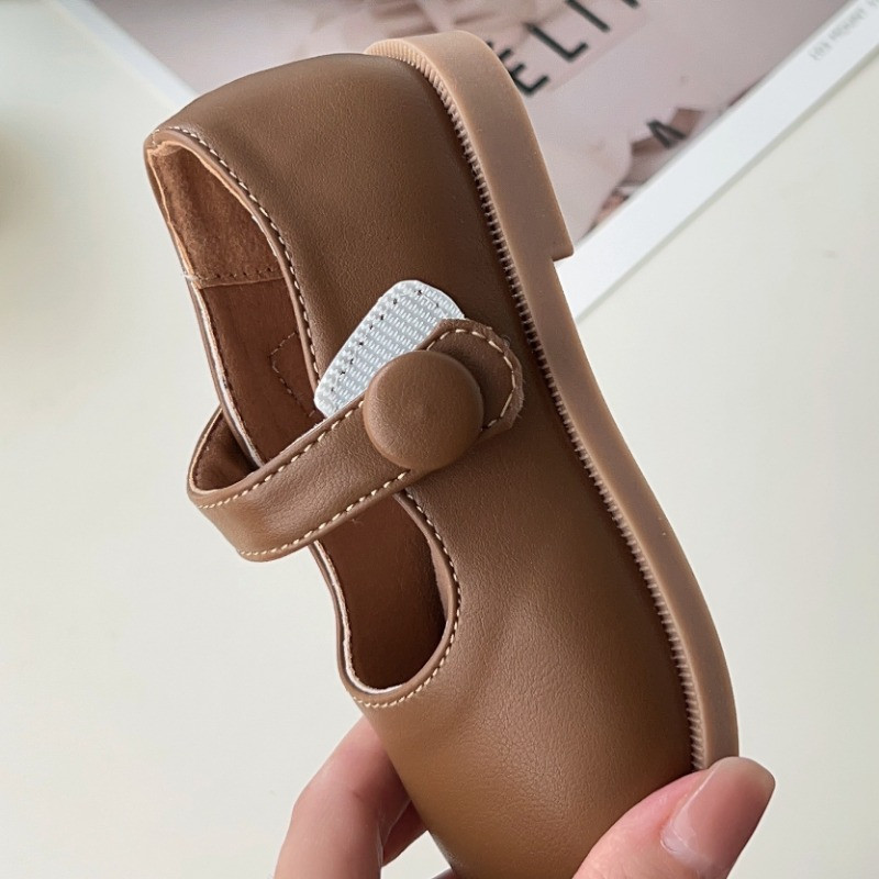 구두 Детски кожени обувки Черно-кафяви Обувки с кръгли пръсти на принцеса Мери Джейнс Единични обувки за момиченце Мека подметка Плитки детски обувки