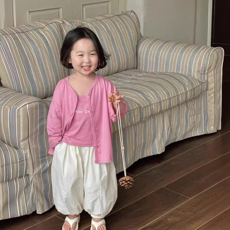 Детски дрехи Свободни удобни панталони против комари Летни памучни панталони 2024 г. Момчета Момичета Едноцветни модни ежедневни панталони