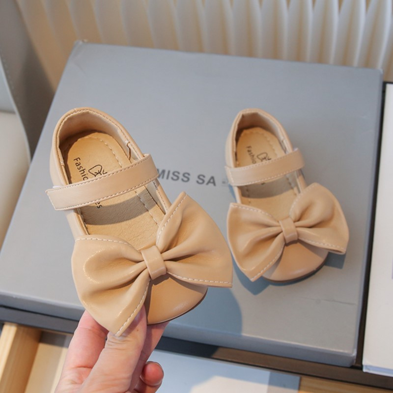 Нови детски обувки Mary Janes Обувки за принцеса с голям лък за момичета Кожени обувки Меки бели сватбени обувки Пролет за малки деца 389L
